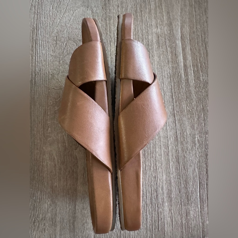 SEYCHELLES Sandals Lighthearted Criss-Cross Contour Tan Leather Women's 10 - Picture 7 of 16